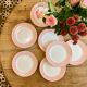Set of 7 flat plates vintage pink L'Amandinoise