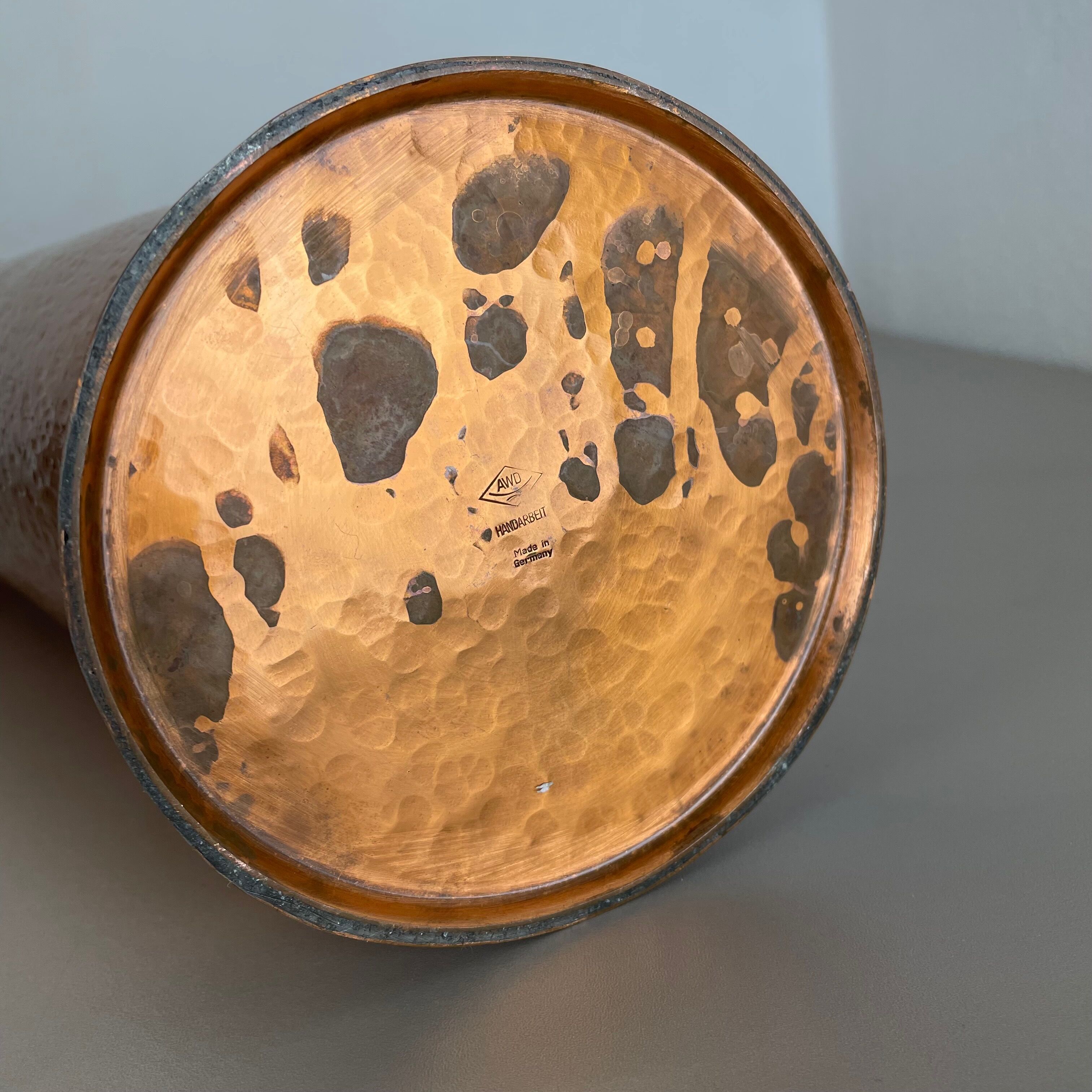 Original Metal Copper Brutalist Hollywood Regency Umbrella Stand Germany, 1970s