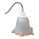Opaque glass tulip with a pink rim and green cable.