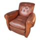 Ancien fauteuil club en cuir, vers 1940 style art déco