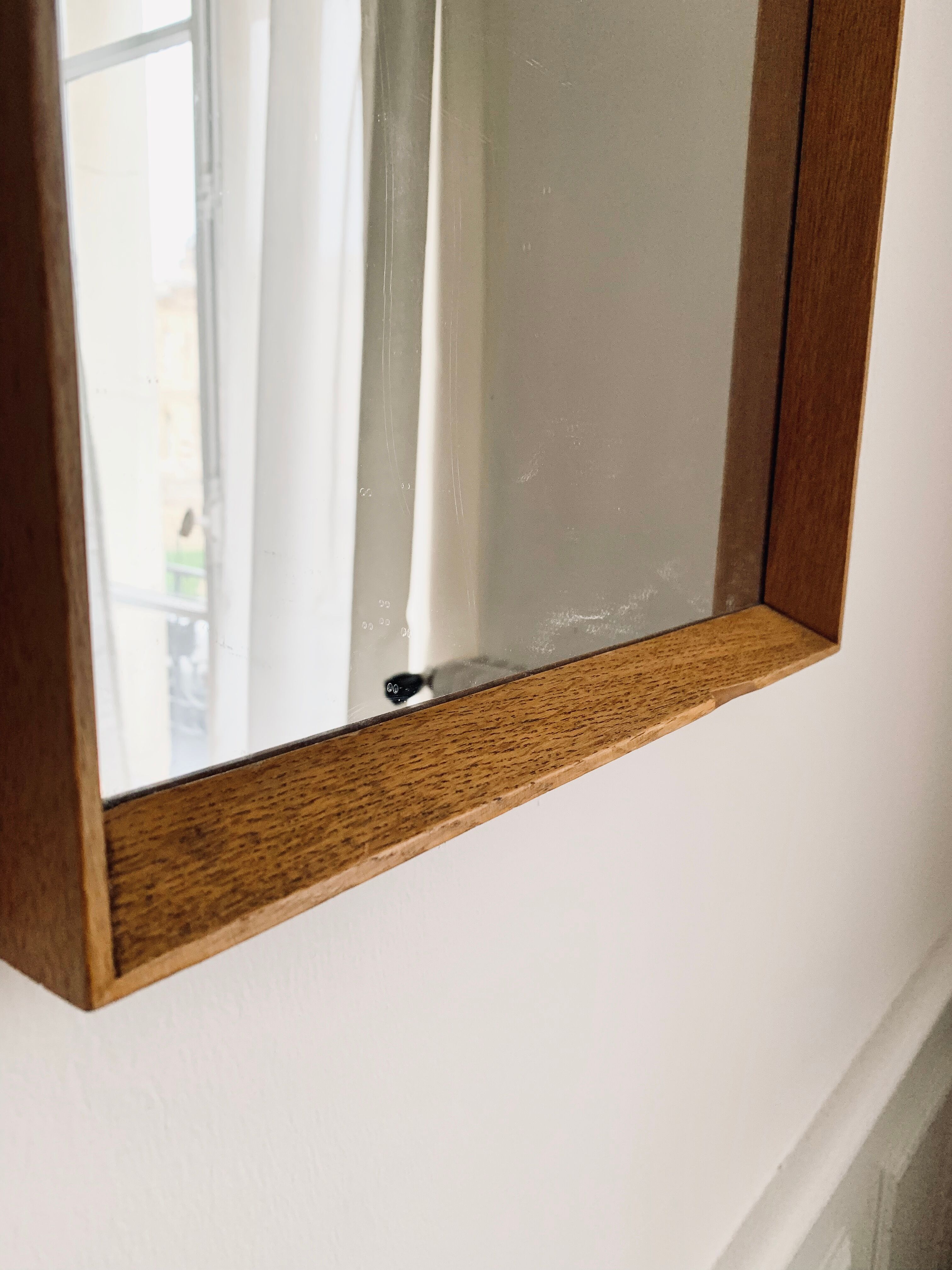 Mirror vintage Scandinavian blond wood 35x73cm