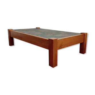 Vintage coffee table in elm and slate