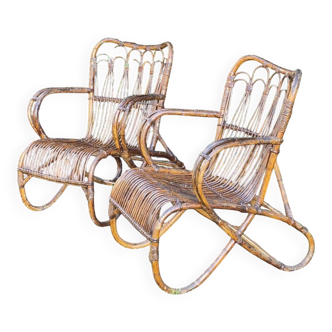 Pair of rattan chairs, 1950s