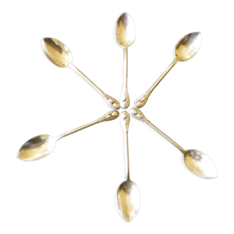 6 silver mocha spoons, 2 punches