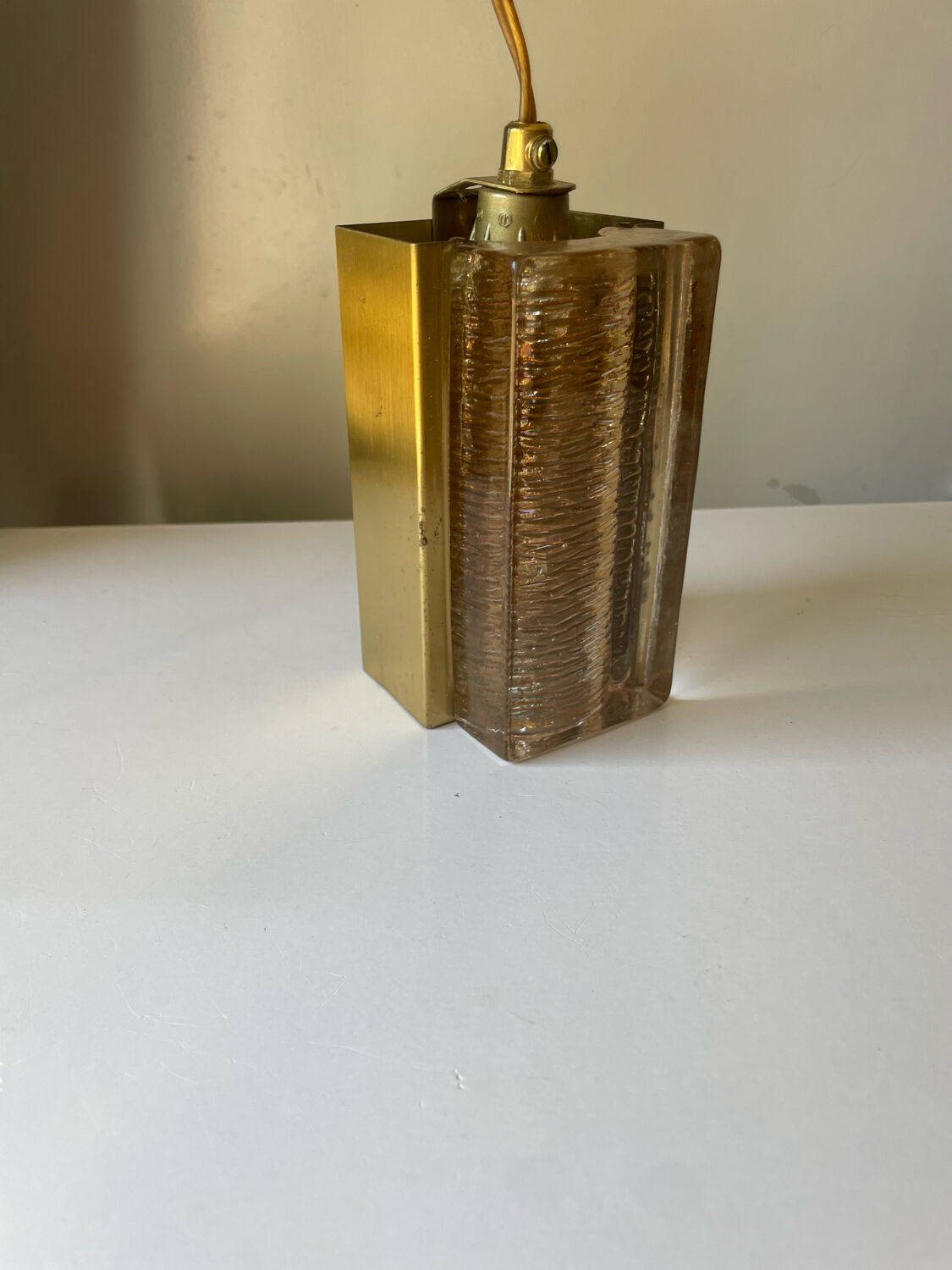 Scandinavian midcentury wall light in crystal and brass