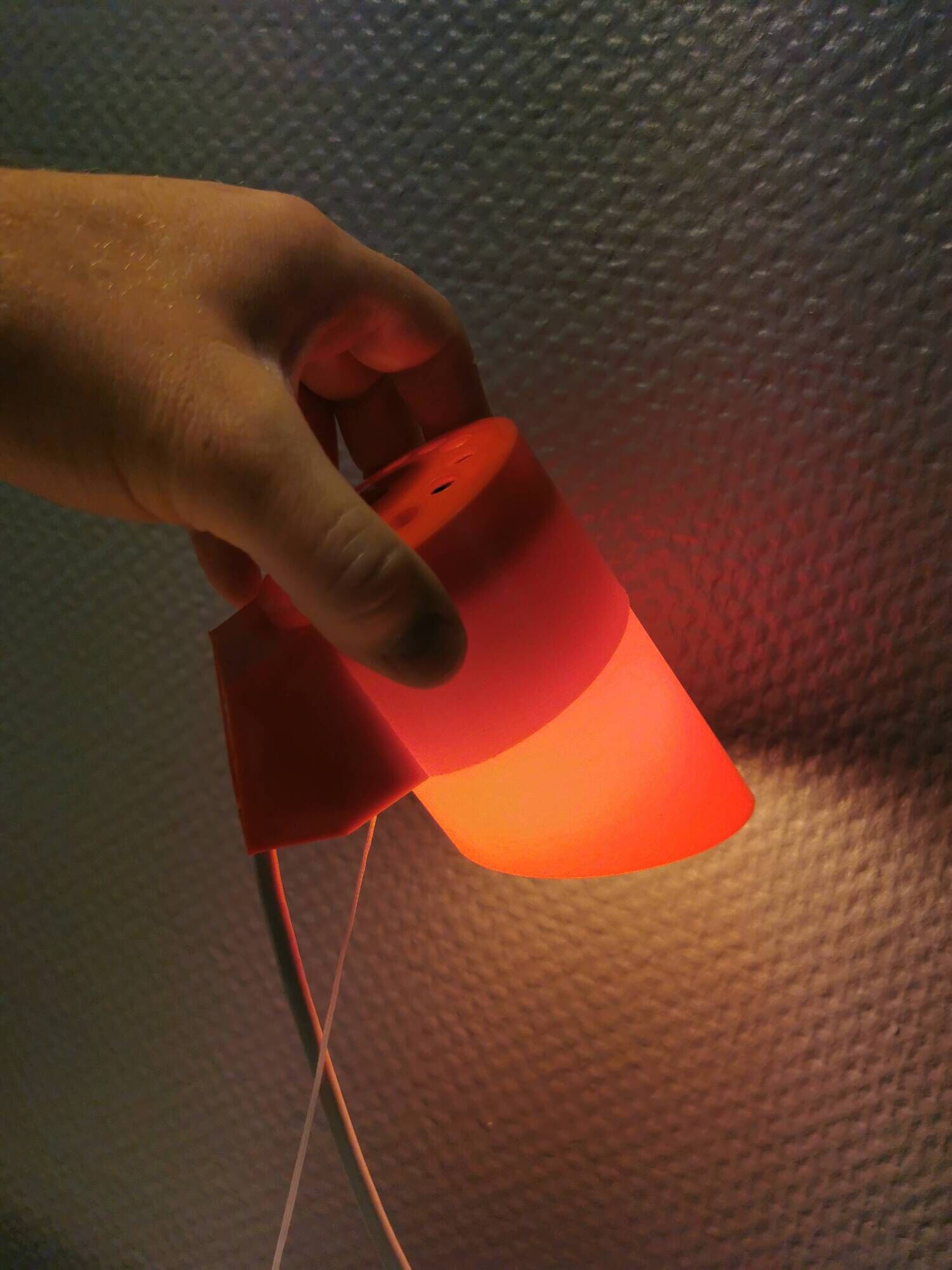 A set of "Nathue" wall lamps (meaning night cap) in a retro red colour, 1970s Denmark.