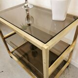 Serving table in brass and glass