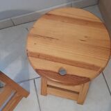 Pair of foldable stool in vintage pine