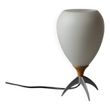 Vintage Hema Space Age Rocket-Shaped Table Lamp, Opal Glass Shade, 1990s.