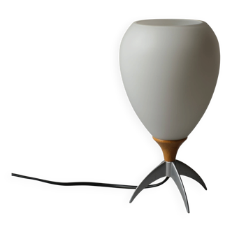 Vintage Hema Space Age Rocket-Shaped Table Lamp, Opal Glass Shade, 1990s.