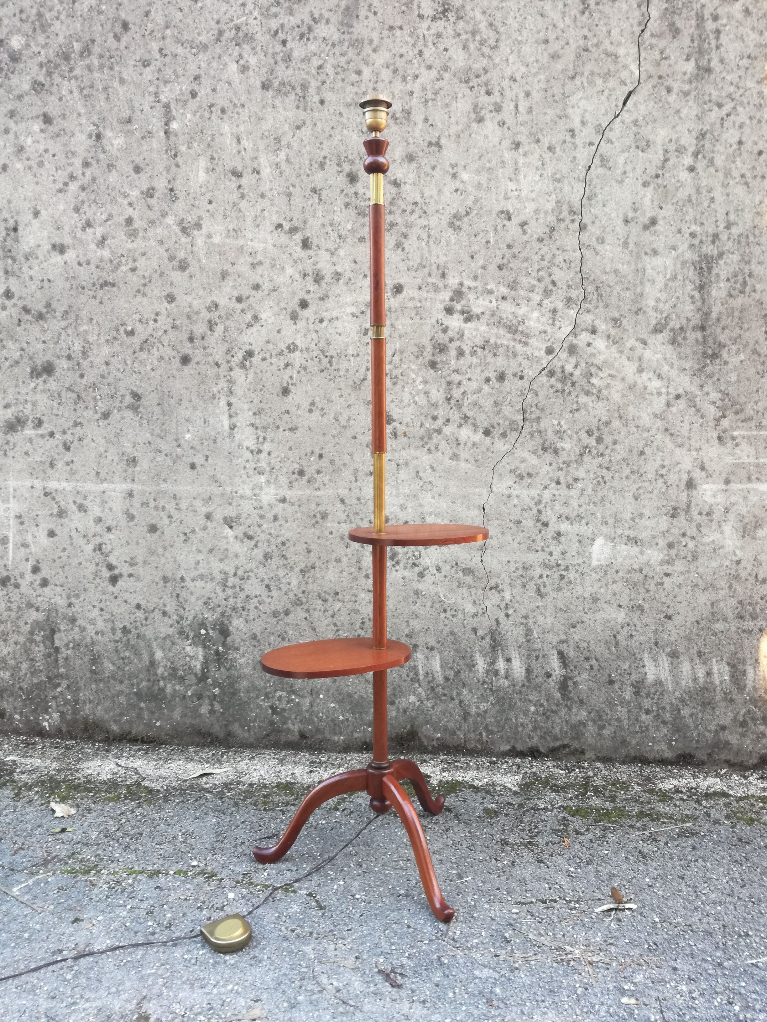 Wooden tripod floor lamp 1950