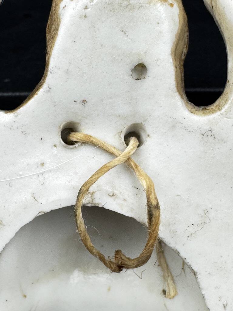 19th century polychrome plaster angel wall stoup