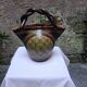 Vase, basket, in ceramic, woven handle