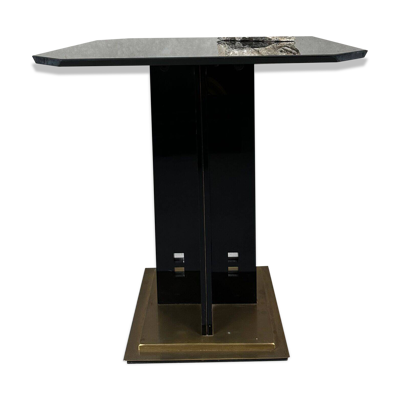 Table basse Hollywood Regency noire et dorée