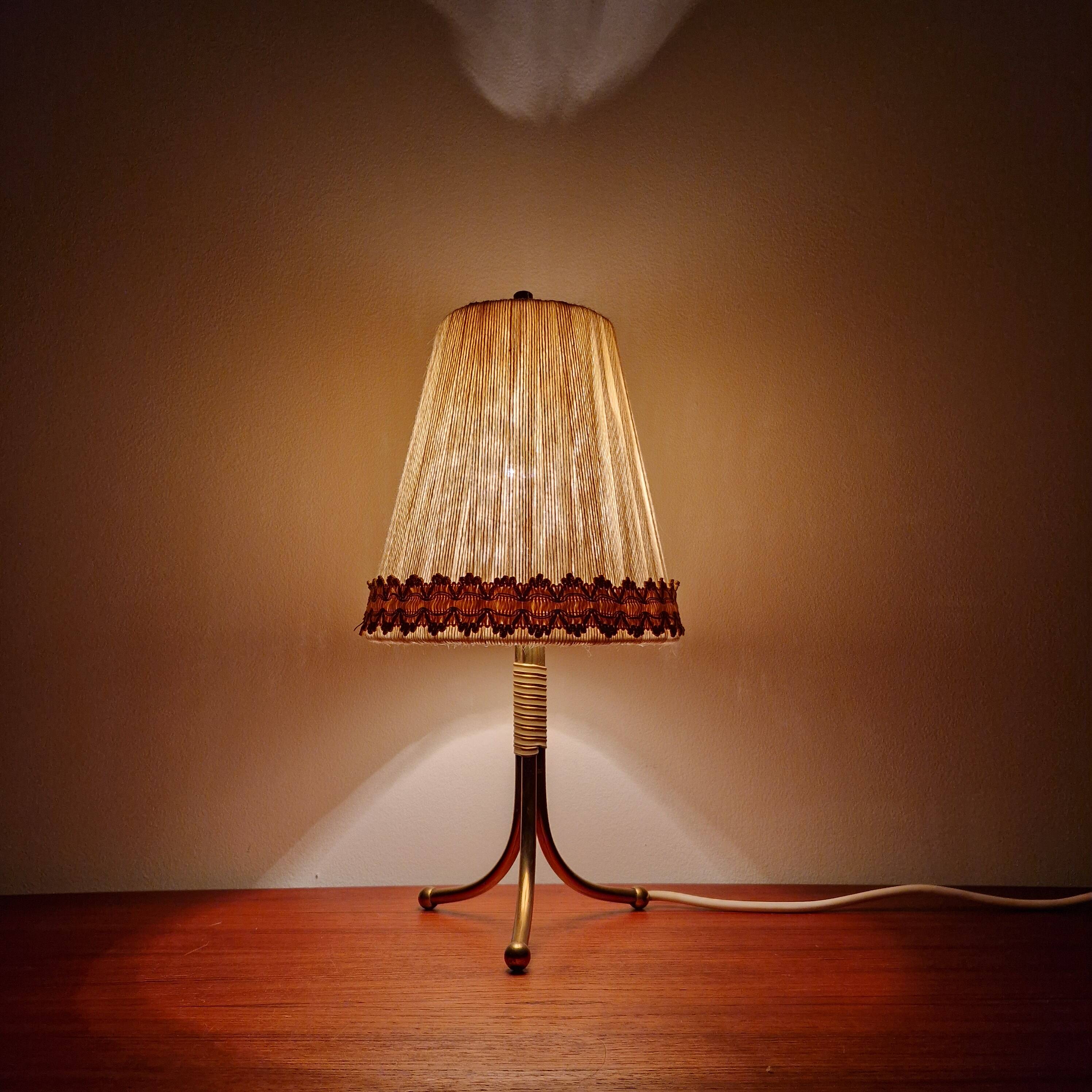 Rockabilly Brass Tripod Table Lamp, 1950s