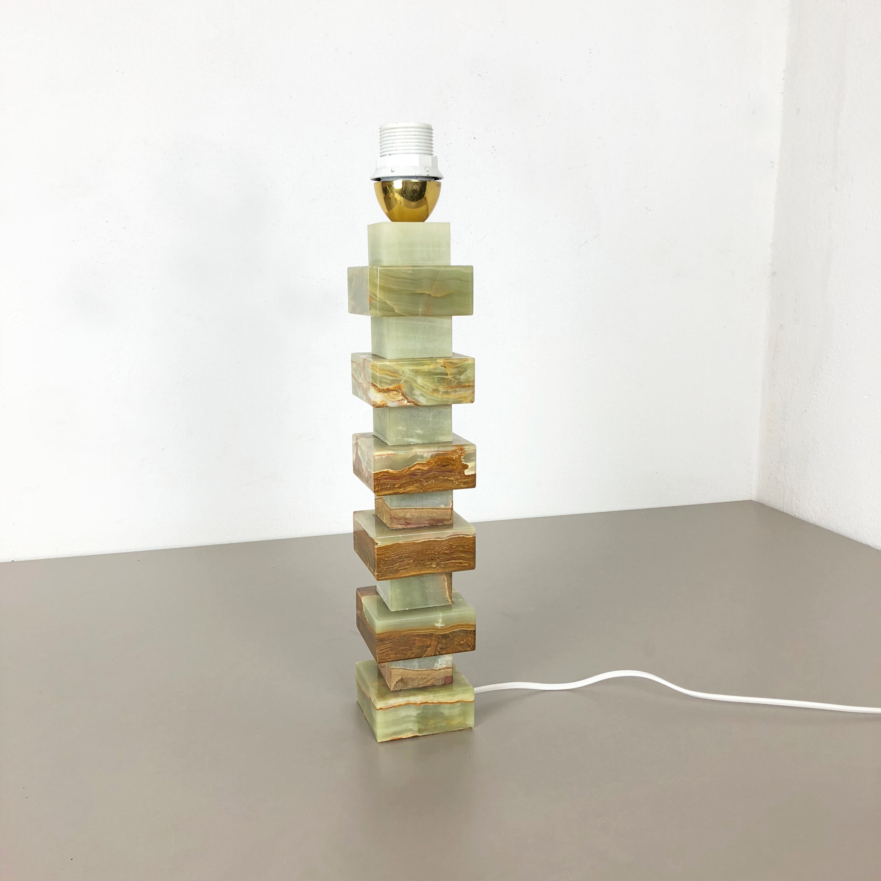 Vintage Hollywood Regency Onyx Marble Light Base Table Light, Italy, 1970s