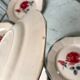 Set of 6 flat plates digoin sarreguemines pink and blue flowers 40s