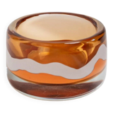 Vintage Skrdlovice Glass Bowl by Jaroslav Svoboda – Bold orange amber glass with white wave, Czech 1970s