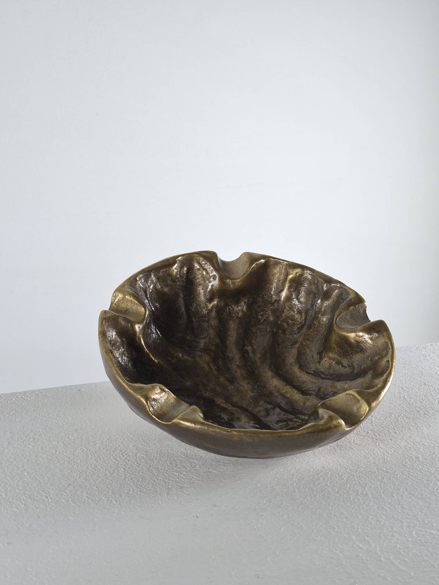 Vintage mid century brutalist brass ashtray