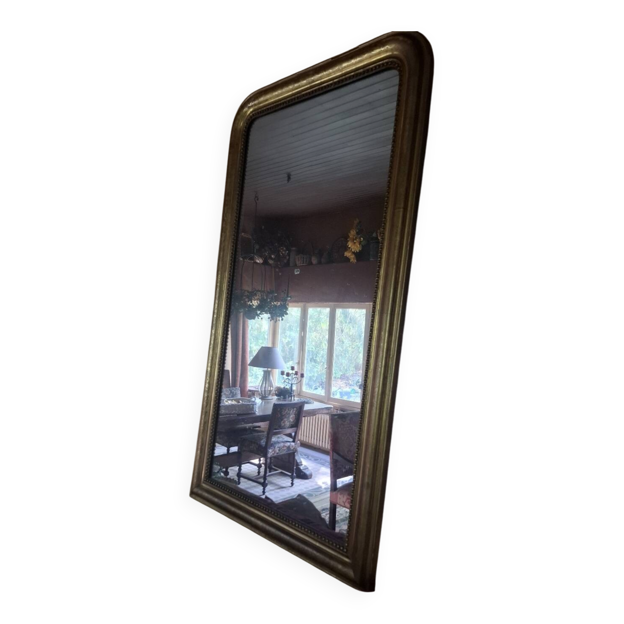 Large Louis Philippe mirror with a gilded wooden frame.