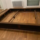 Handcrafted solid wood double bed and its superb headboard / bedside table