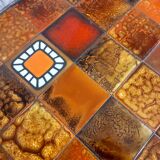 Vintage round coffee table roche-bobois in steel and ceramic 70s