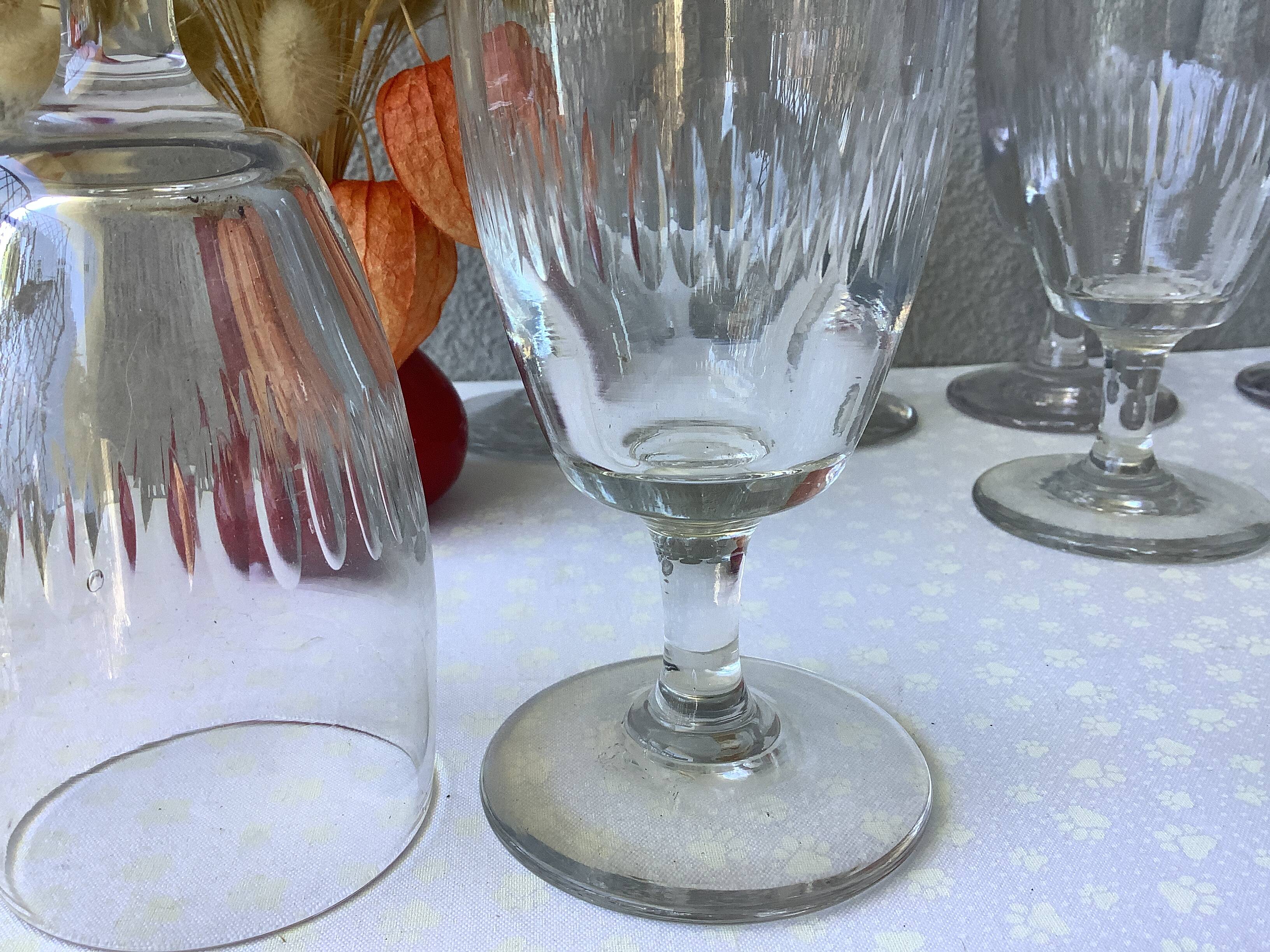 Antique wine glasses half-crystal - France circa 1900