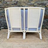 2 seater white rattan sofa
