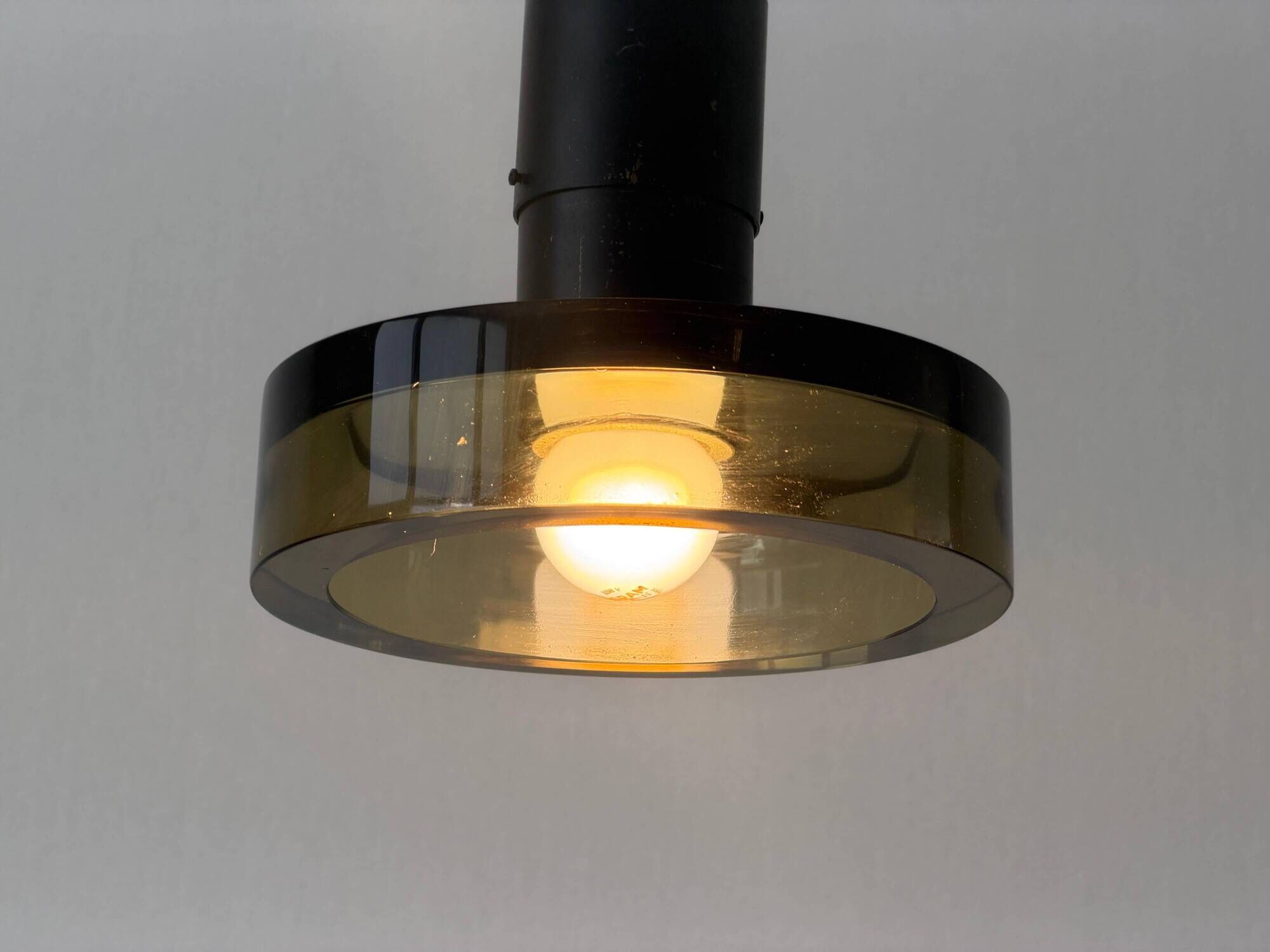 Flush mount in glass and yellow-brown metal by Seguso, 1950s, Italy.