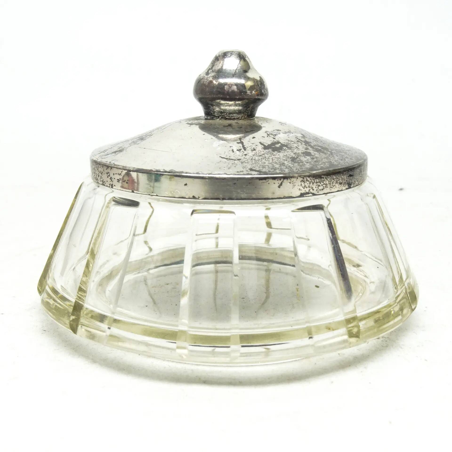 Art Deco bonbonniere, crystal, silver-plated brass, Sweden, 1930s