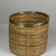 Set of 5 rattan pencil reed and brass plant holder baskets, Italy 1970s