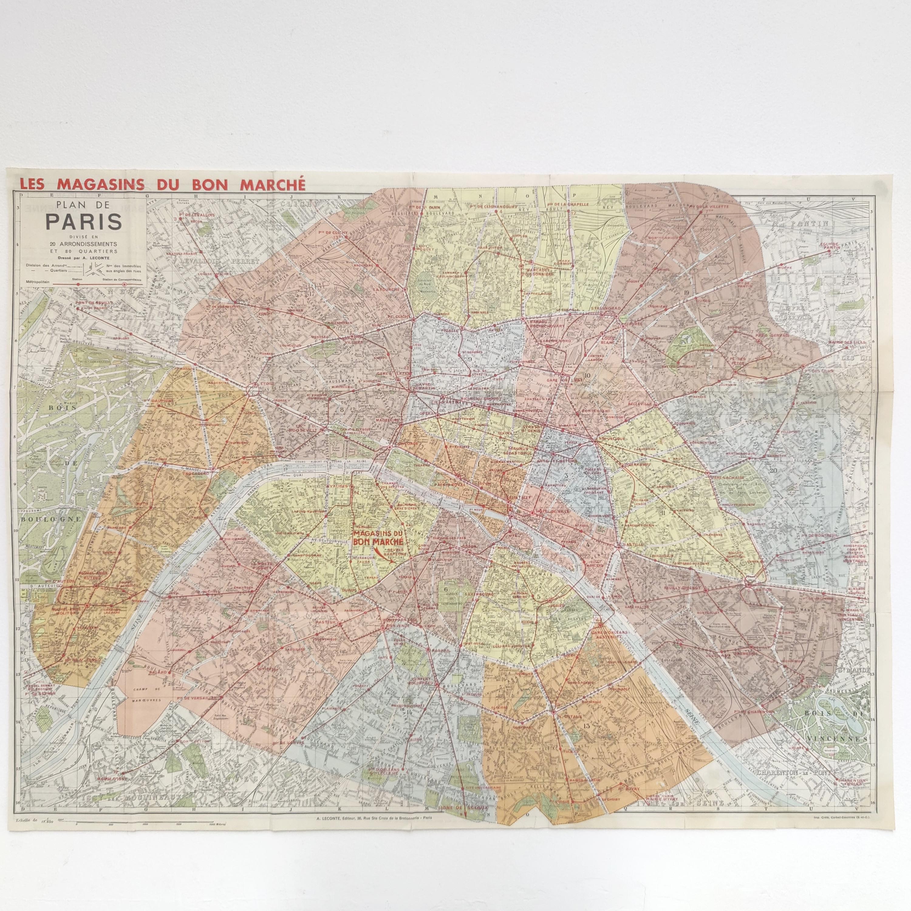 Carte vintage Paris et ses quartiers 1970