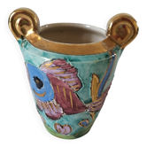 Petit vase pugi à décor de poisson vallauris, années 1950-1960
