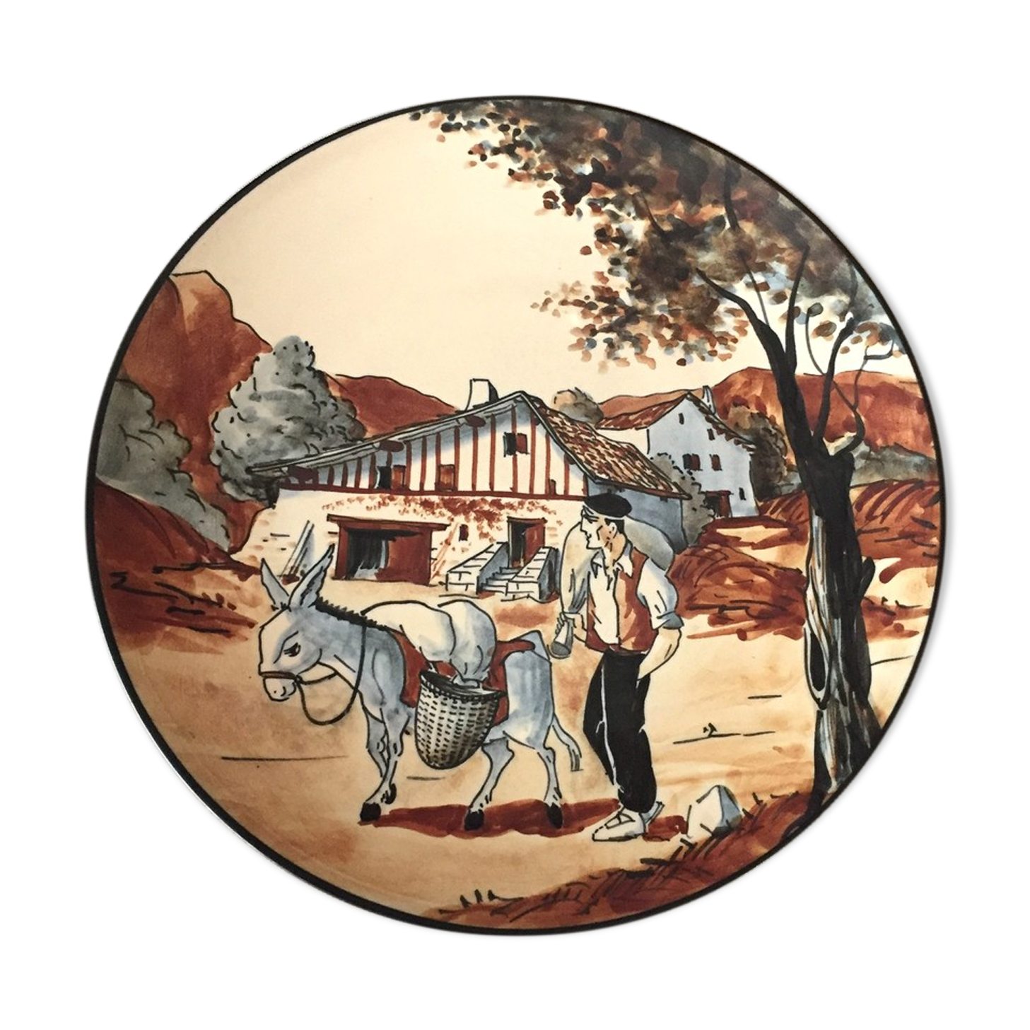 Basque ciboure plate with its donkey r le corrone