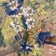 1930s/1950s, Watercolor Gouachée Figurant Un Intérieur Au Bouquet De Fleurs.