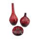 Lot of 3 vintage vases in burgundy red glass 3 sizes
