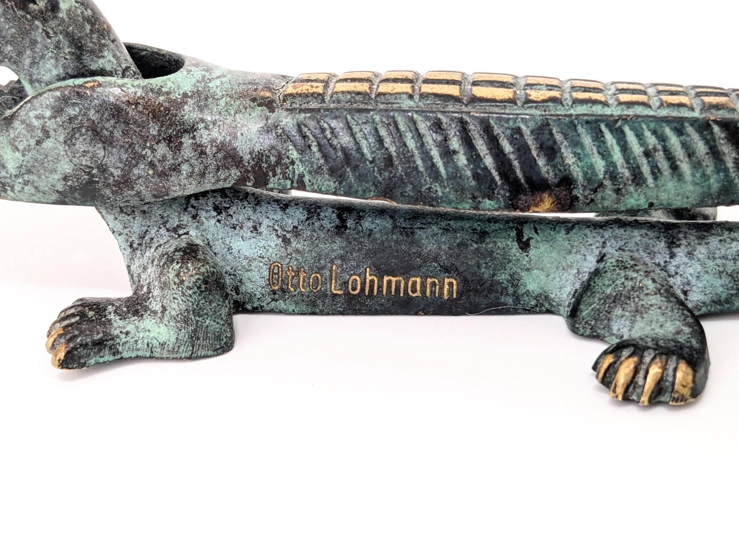 Vintage Brass Crocodile Nutcracker