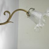 Swan neck wall light in gilded brass and glass