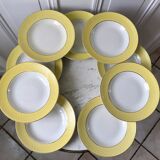 Lot of 9 pastel yellow hollow plates st amand textured 50s-60s