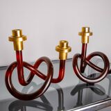 Pair of pretzel candlesticks by Dorothy Thorpe in lucite, 1970