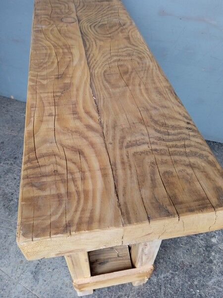 Brutalist console solid wood