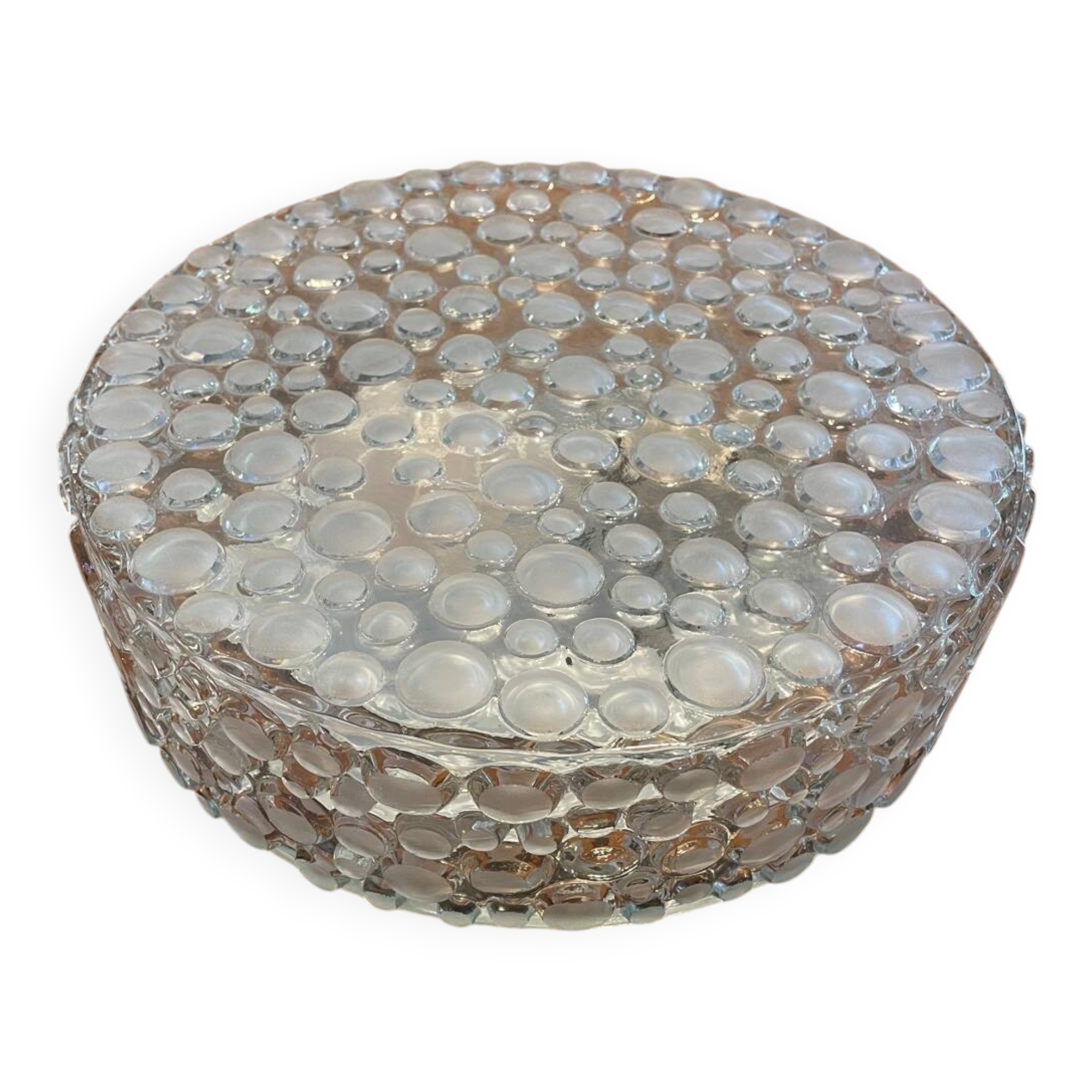 Vintage pressed glass ceiling light from the 1970s