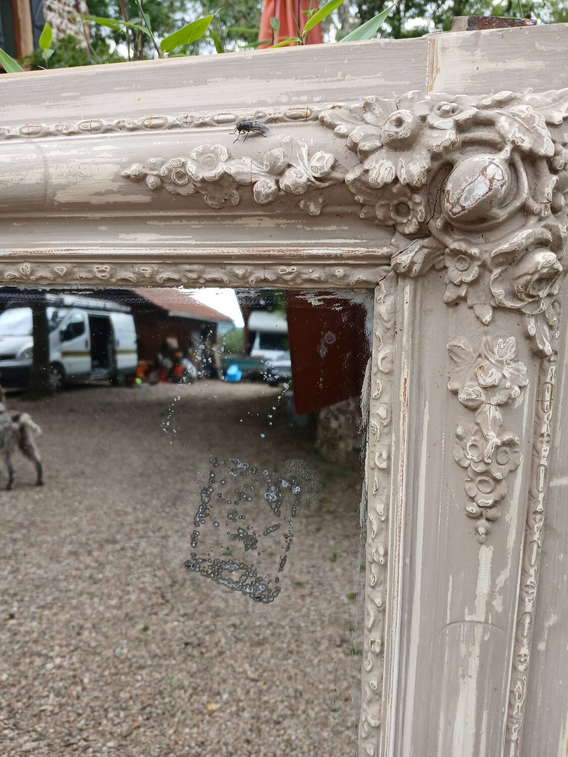Large antique mirror/wooden frame