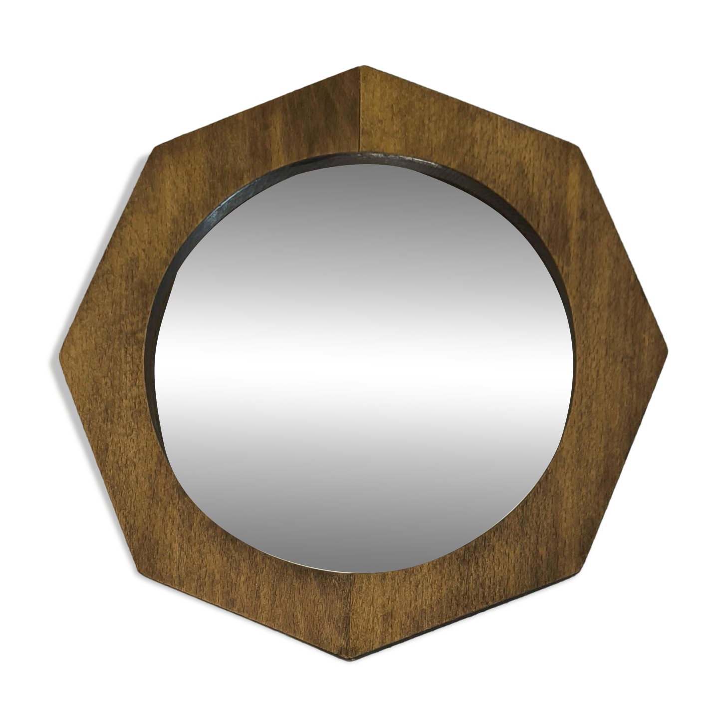 Small vintage octagonal wooden mirror