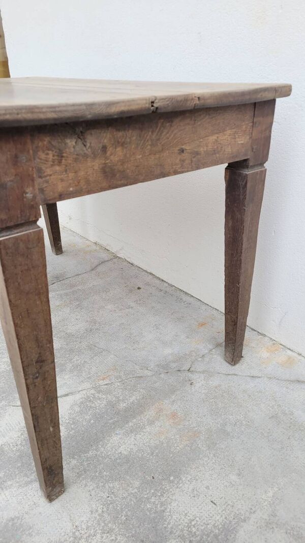 Table de ferme rustique ancienne en chêne massif 19ème -1m12