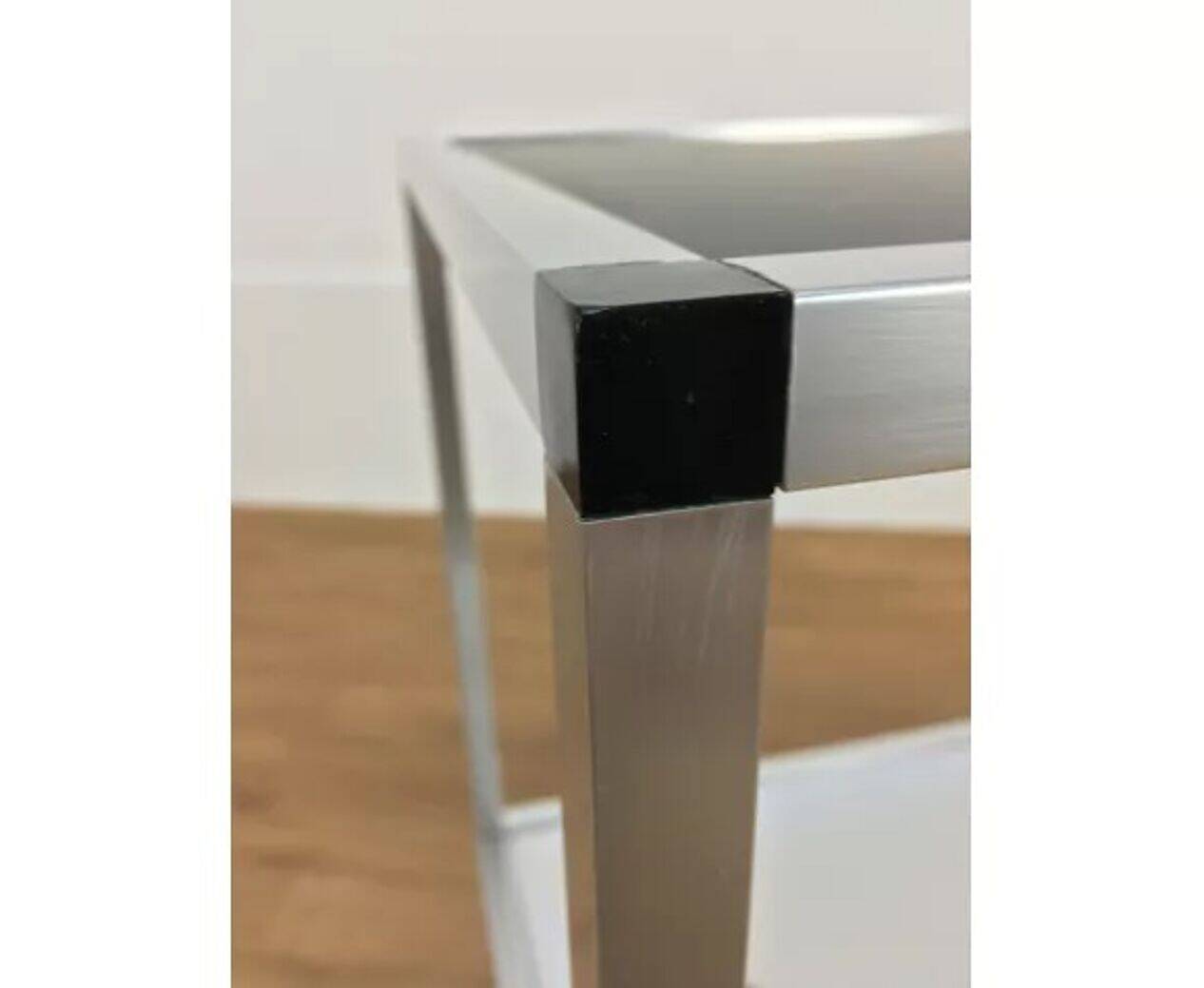 70s minimalist Space Age dessert, brushed aluminium