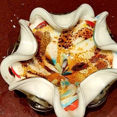 All Fruits glass bowl from Murano by Dino Martens with gold flecks 1960s