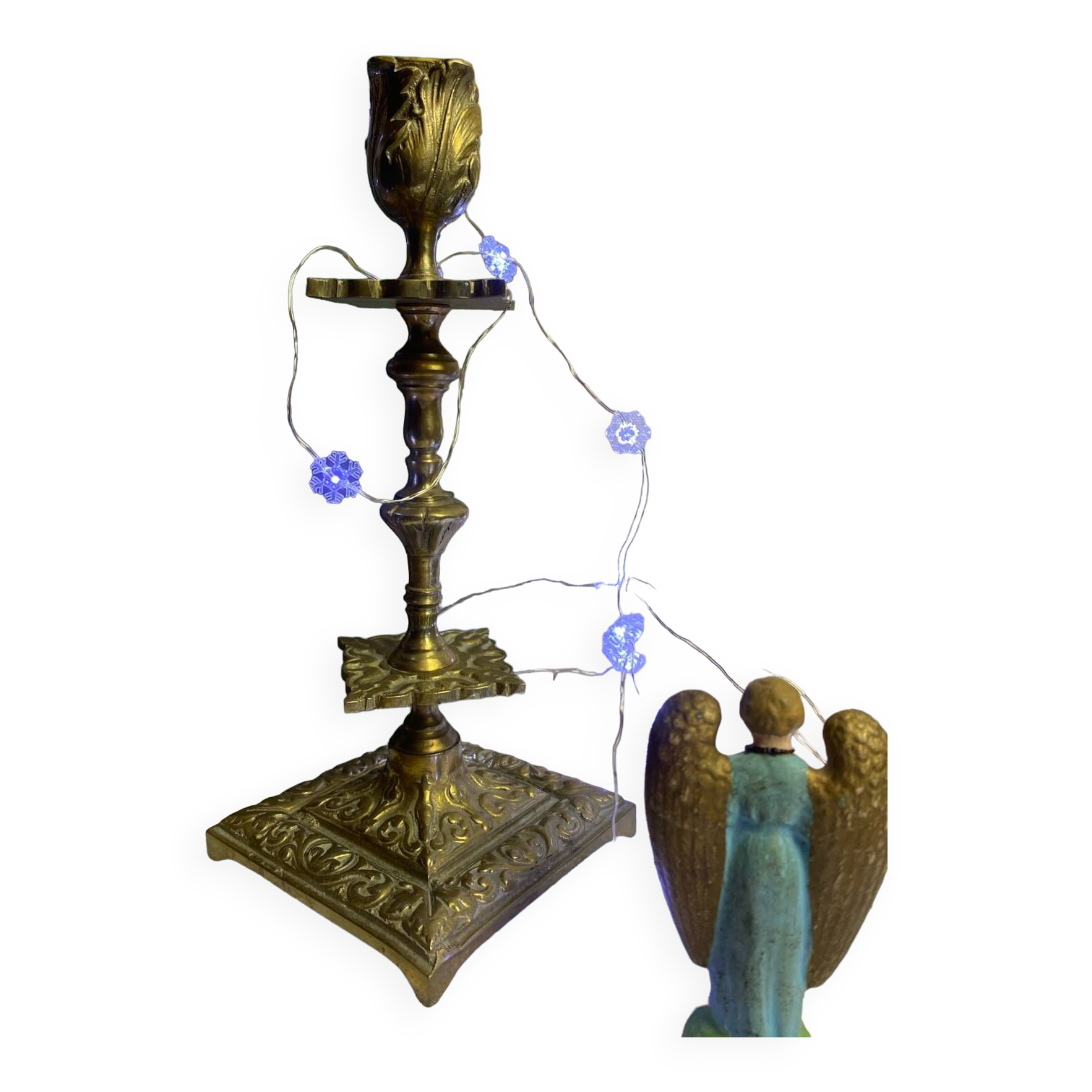 Large old gilded bronze candlestick