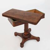 Victorian Burl Wood Folding Card Table, UK, 19th Century