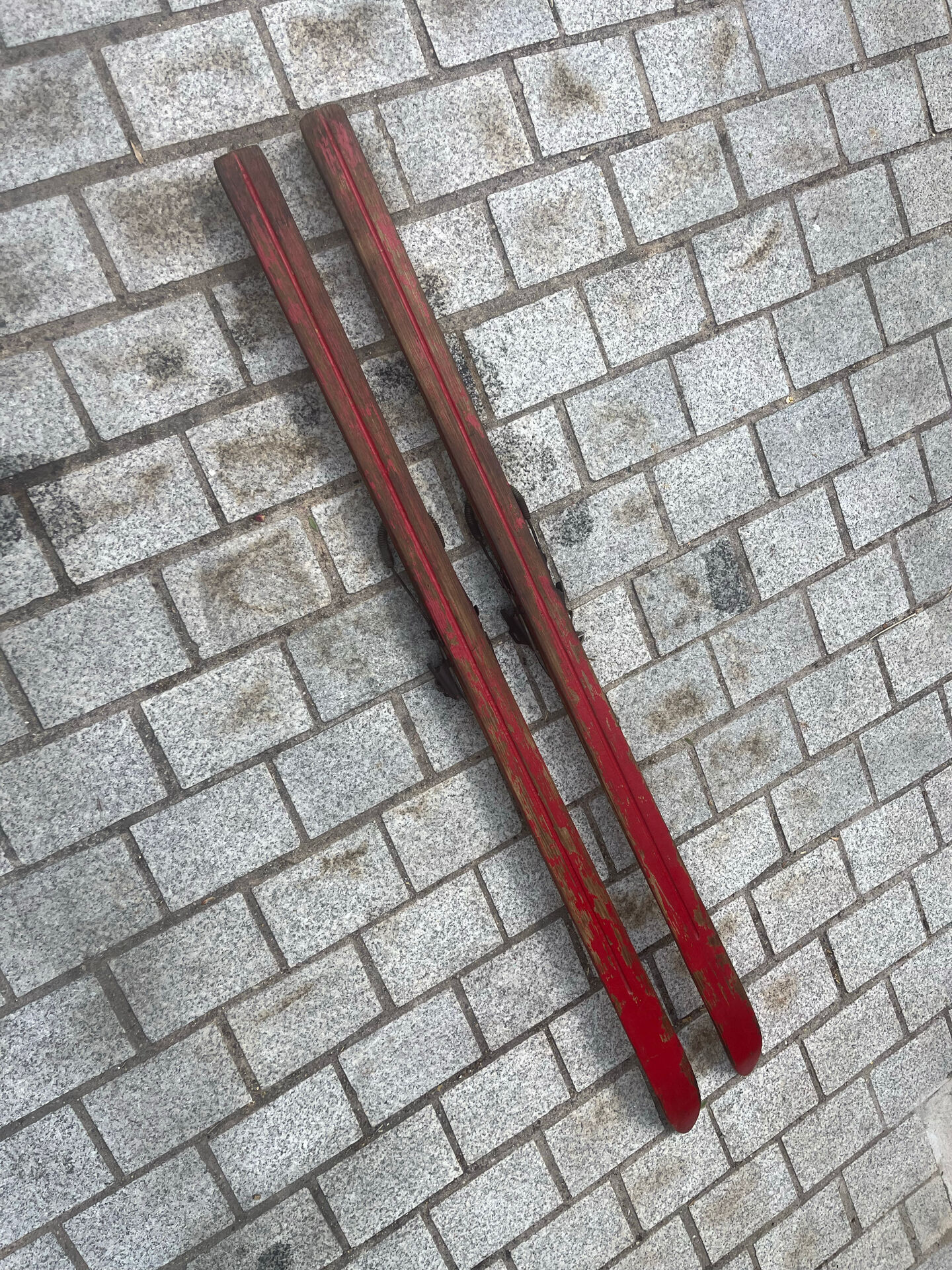 Vintage wooden skis pair L=169 cm